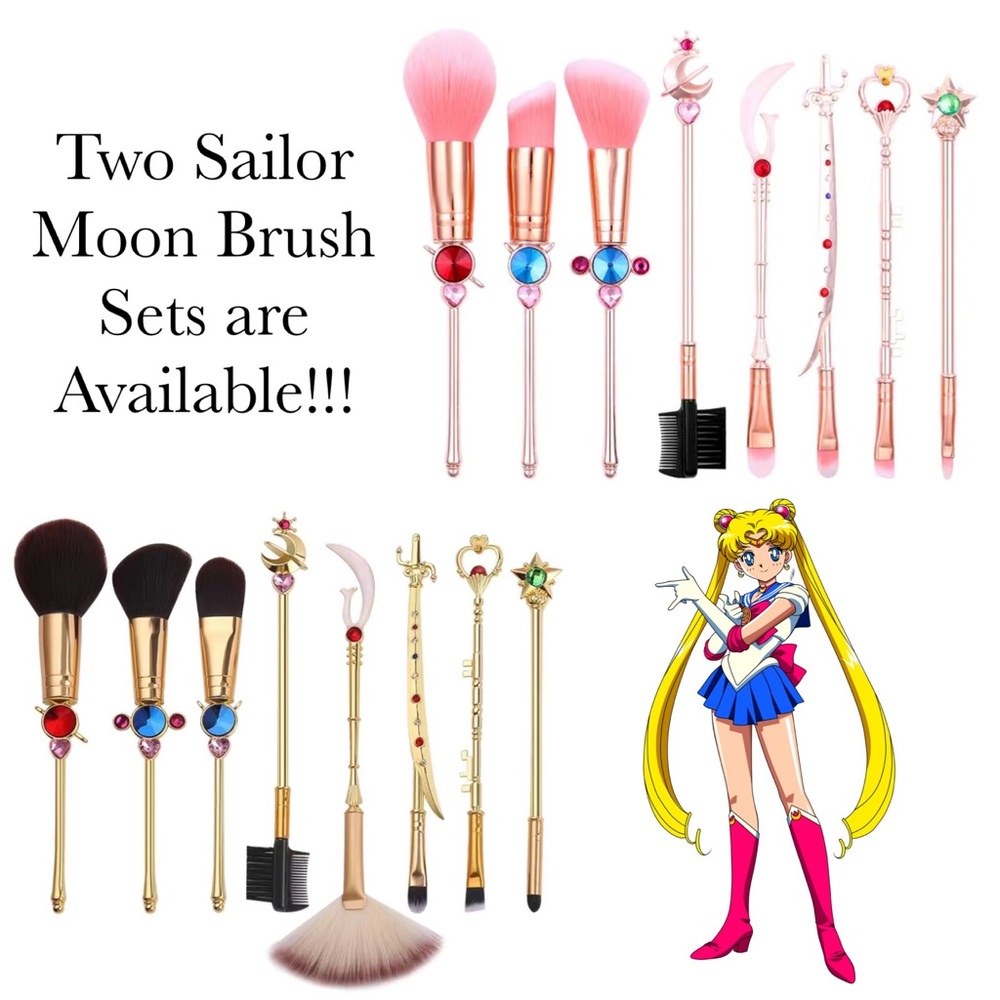 8 Piece Sailor Moon Anime Gold Makeup Brush Set - Picture 16 of 17